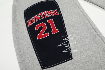 Women's RVNTENG 21 American Flag Heart Patch Embroidery Balloon Wide Leg Sweatpants Elastic Waist Drawstring Y2K Streetwear Jogger Pants