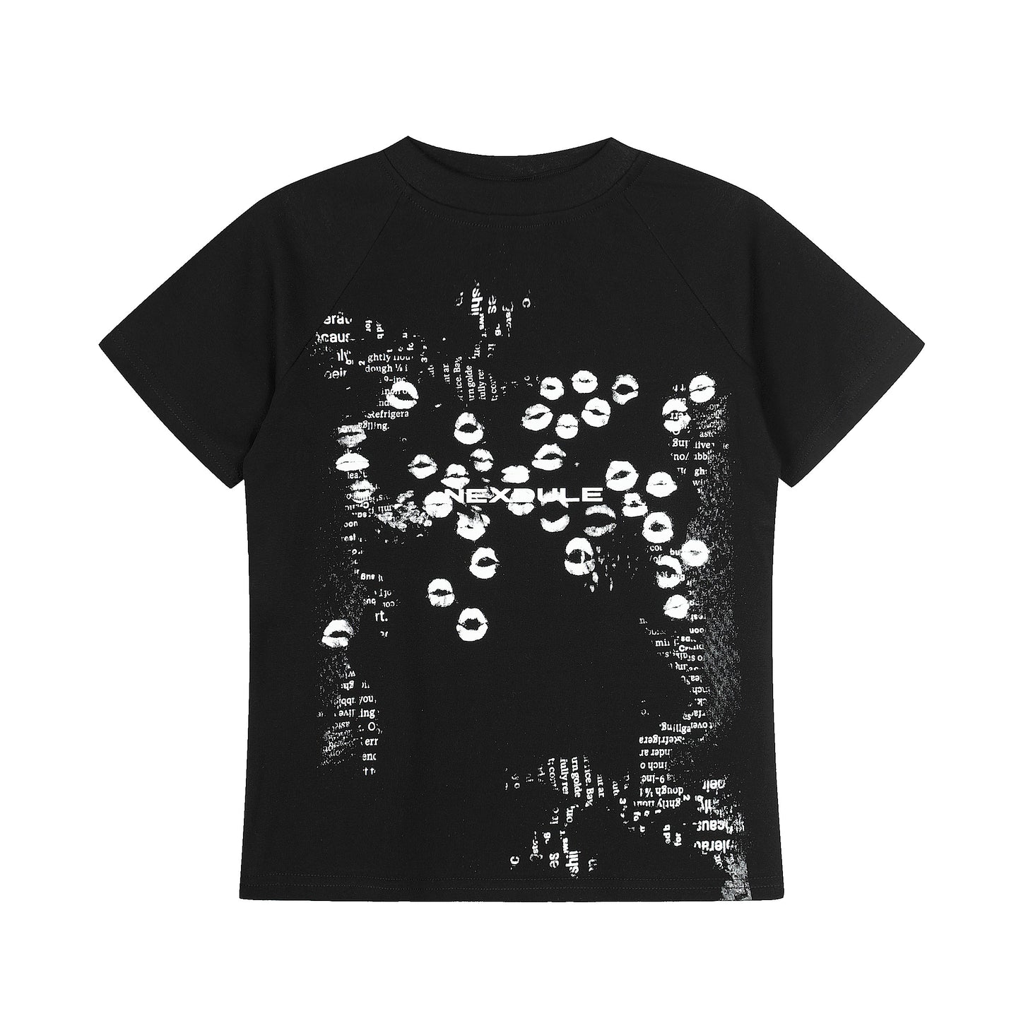 Nexoule lip print graphic tee black - back