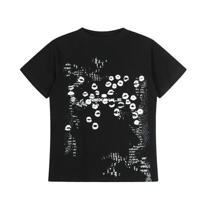 Nexoule Lip Print Graphic Tee Oversized Short Sleeve Streetwear Y2K Vintage Grunge Summer T-Shirt | Lip Riot