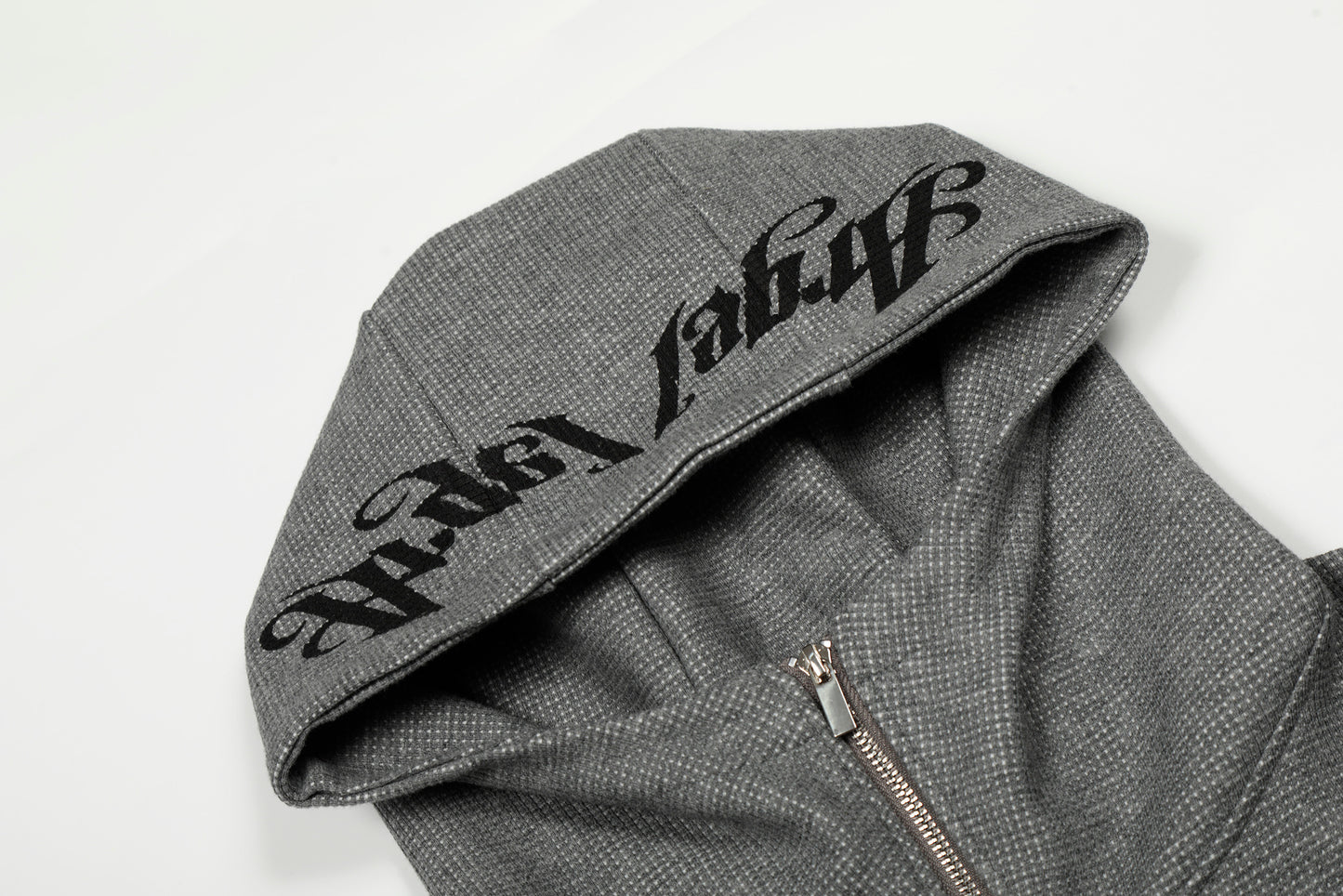 Fleur Goth Gothic Letter Print Zip Up Hoodie Oversized Streetwear Y2K Grunge Fleur-de-Lis Emblem Fleece Lined Sweatshirt | Fleur Goth