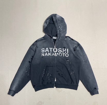 Satoshi Nakamoto Luke Logo-Printed Cotton-Fleece Zip-Up Hoodie