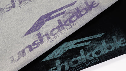 Unshakable Triple Logo Distressed Print Oversized Tee Vintage Washed Streetwear Short Sleeve T-Shirt