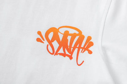 SATTAK Unisex Graphic T-Shirt, Crew Neck Streetwear Tee with Orange Print