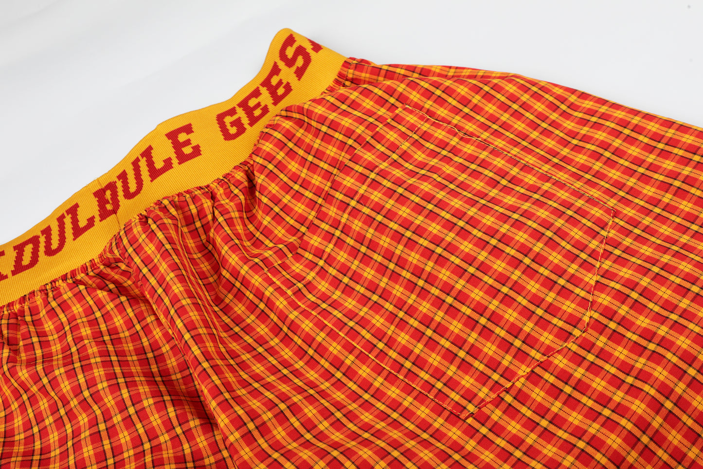 NEXDULE GEESAS Plaid Print Wide Leg Barrel Pants High Waist Streetwear Y2K Vintage Logo Waistband Zip Hem Trousers | Plaid Drop