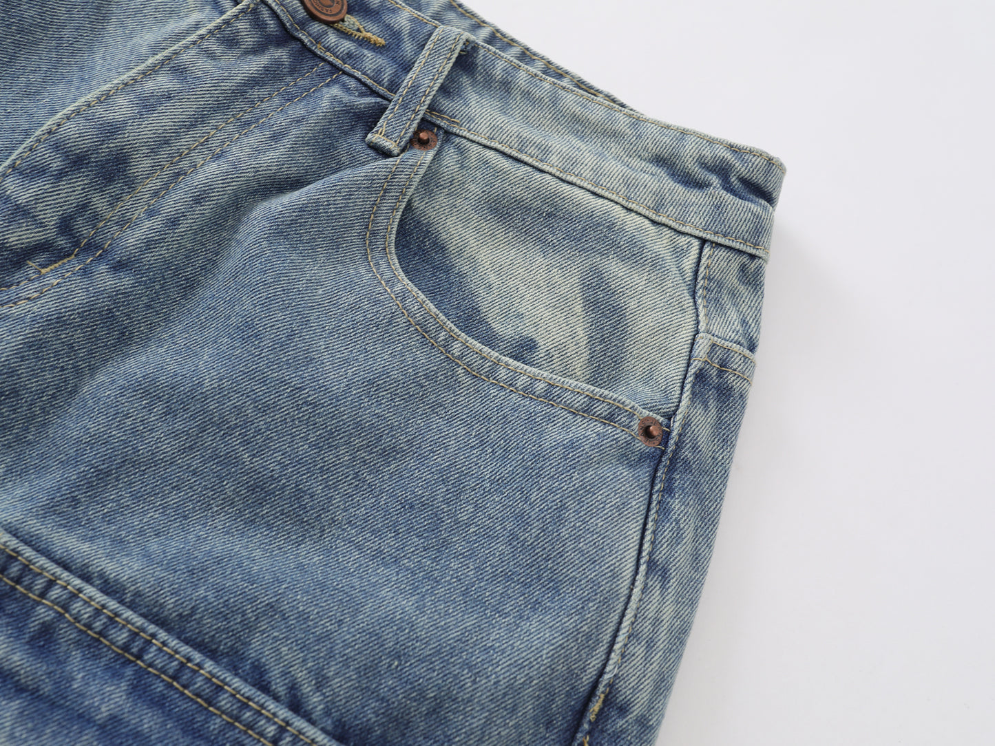 Multi-Pocket Cargo Denim Shorts Wide Leg High Waist Light Wash Vintage Streetwear Summer Casual Jean Shorts | Pocket Riot