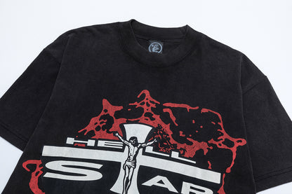 Oversized Short Sleeve Graphic Tee Dropped Shoulder Streetwear Summer Casual T-Shirt | Crest Wave