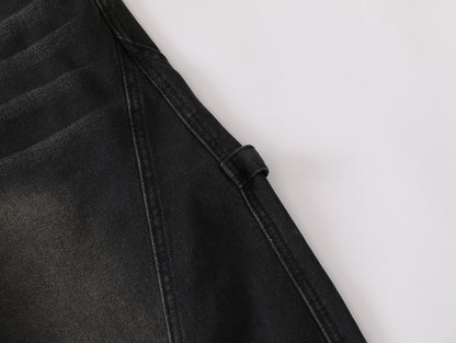 GRAYSTAR Patch Embroidered Cargo Jeans Wide Leg High Waist Washed Black Diagonal Seam Streetwear Denim Trousers | Gray Star