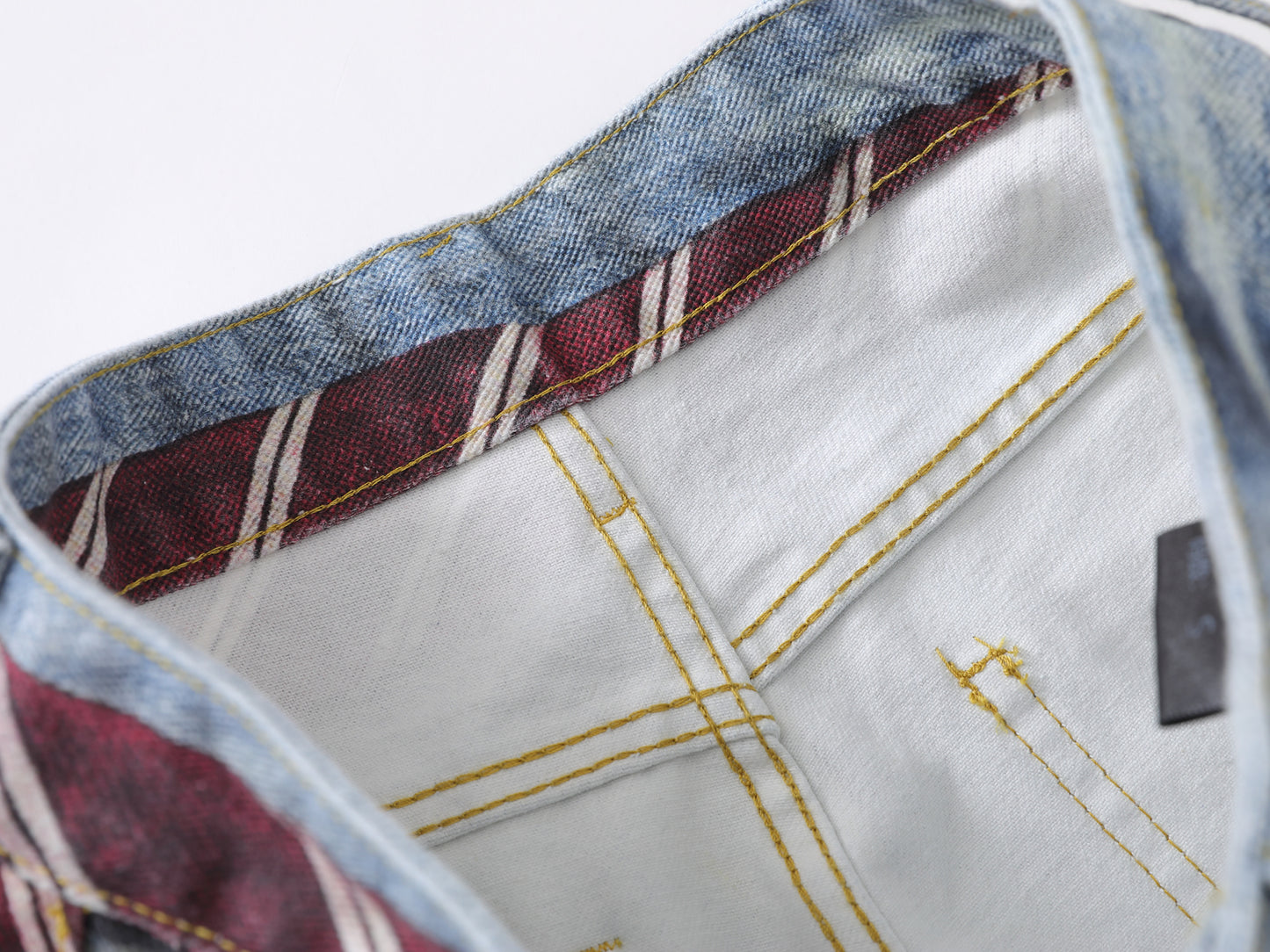 Paint Splatter Balloon Wide Leg Jeans Striped Tie Pearl Chain Charm High Waist Baggy Distressed Denim Pants Streetwear Trousers | Tie Pearl