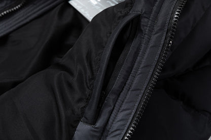 Trapstar Black and Gray Hooded Puffer Jacket, Quilted Zip-Up Streetwear Coat