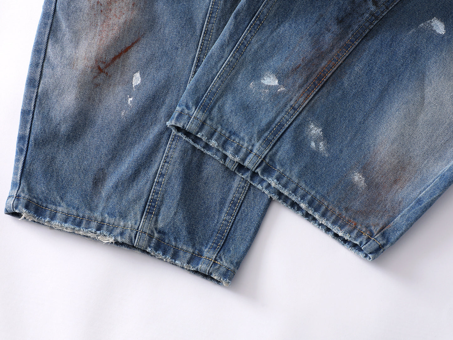 Paint Splatter Mud Dye Barrel Wide Leg Jeans High Waist Light Wash Distressed Diagonal Seam Streetwear Denim Trousers | Mud Canvas