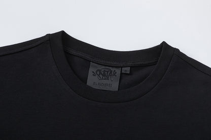 Unisex Black Graphic T-Shirt, Crew Neck Short Sleeve Streetwear Casual Top
