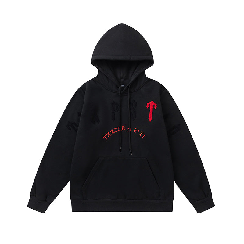 Trapstar black hoodie and joggers tracksuit set with red graphic lettering - view 8