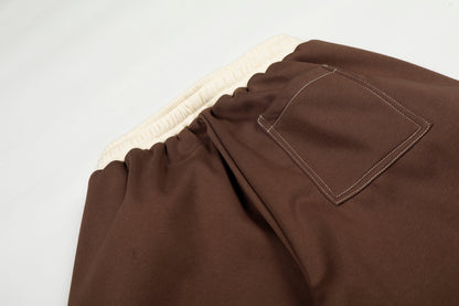Severs Script Embroidery Contrast Waistband Wide Leg Barrel Pants Drawstring Zip Hem Streetwear
