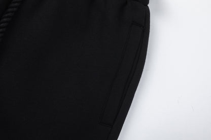 Unisex Hooded Sweatshirt and Jogger Pants Set, Black Graphic Loungewear