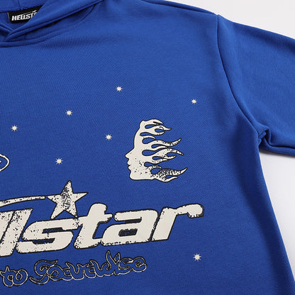 Hellstar Rhinestone Flare Logo Hoodie 'Blue'