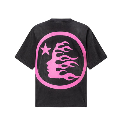Graphic Print Short Sleeve Tee Oversized Y2K Streetwear Summer Flame Queen Cotton T-Shirt | Flame Queen