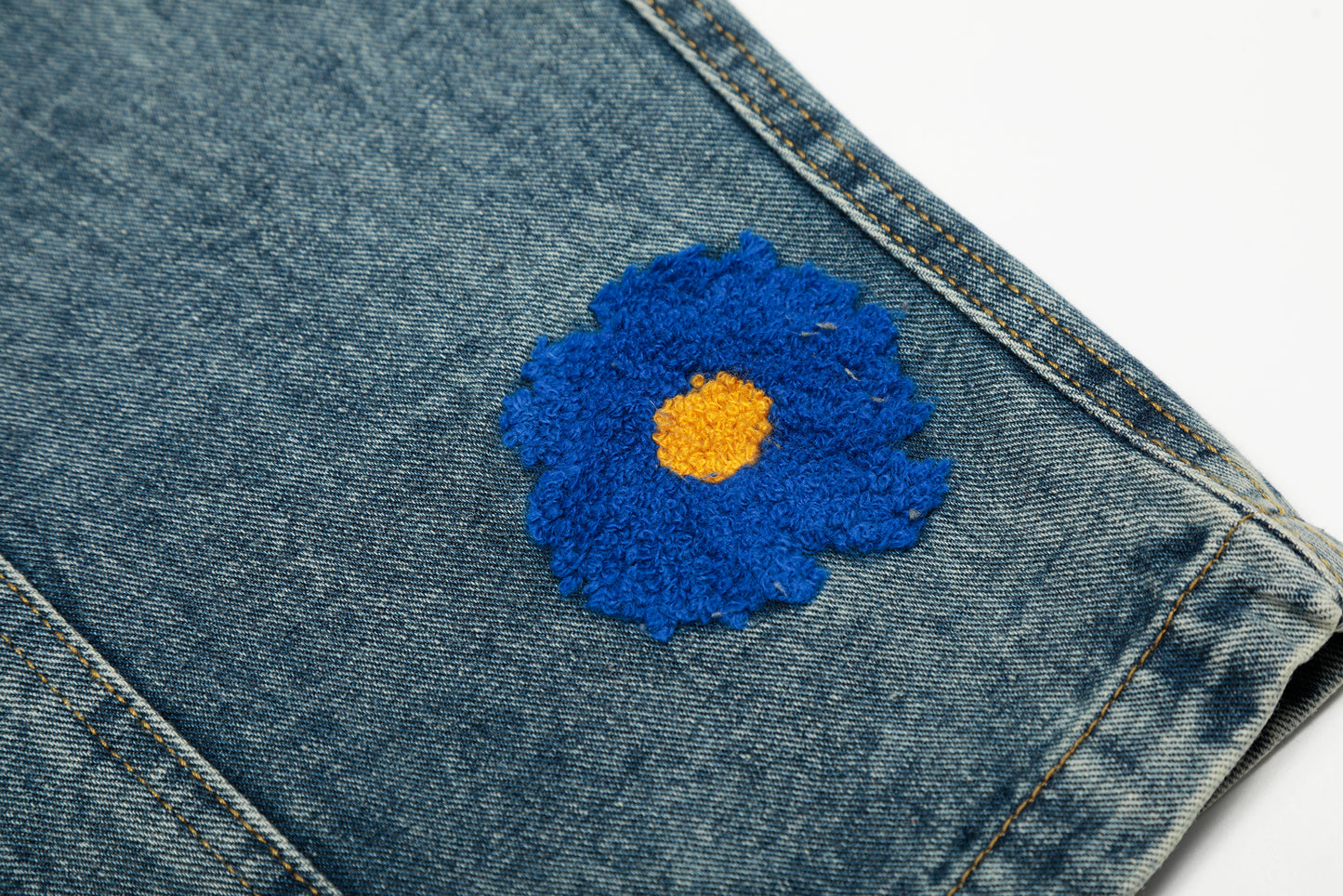 Women's Multicolor Daisy Floral Embroidery Balloon Wide Leg Denim Jeans High Waist Y2K Streetwear Baggy Jean Pants