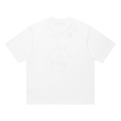 DuoMatch Resounded Center Life Is Good Doodle Animal Graphic Oversized Tee Save Rainforest Streetwear Short Sleeve T-Shirt