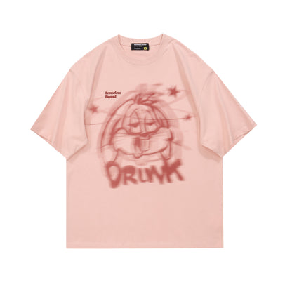 Senseless Brand Drunk Planet Spray Paint Graphic Oversized Tee Grunge Airbrush Streetwear Short Sleeve T-Shirt