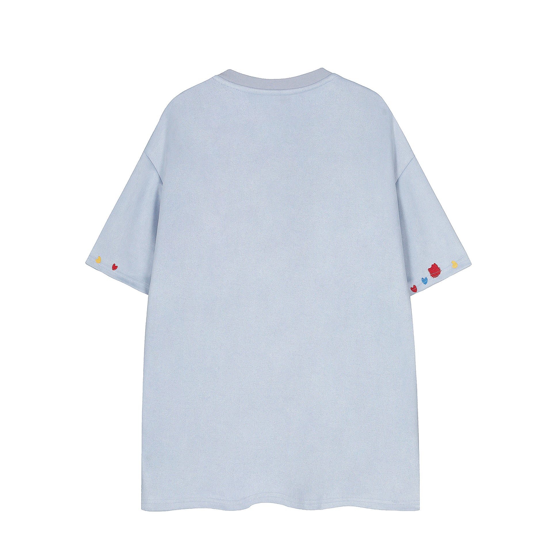 Geesas plaid cat graphic tee light blue - front