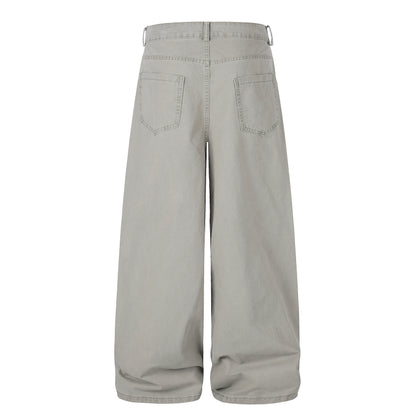 Zip Block Washed Wide Leg Cargo Pants High Waist Streetwear Y2K Vintage Knee Zip Patchwork Trousers | Zip Block