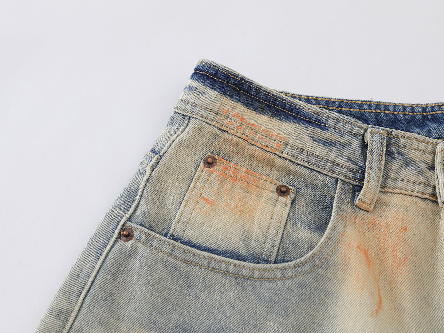 Tie Dye Orange Splash Wide Leg Baggy Jeans Washed Denim High Waist Streetwear Y2K Casual Pants