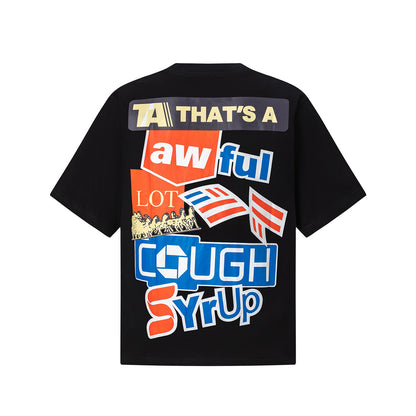 Graphic T-Shirt, Crew Neck Short Sleeve Cough Syrup Typography Shirt