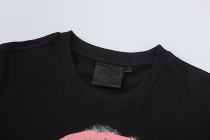 Unisex Black Graphic T-Shirt, Crew Neck Short Sleeve Masked Face Print