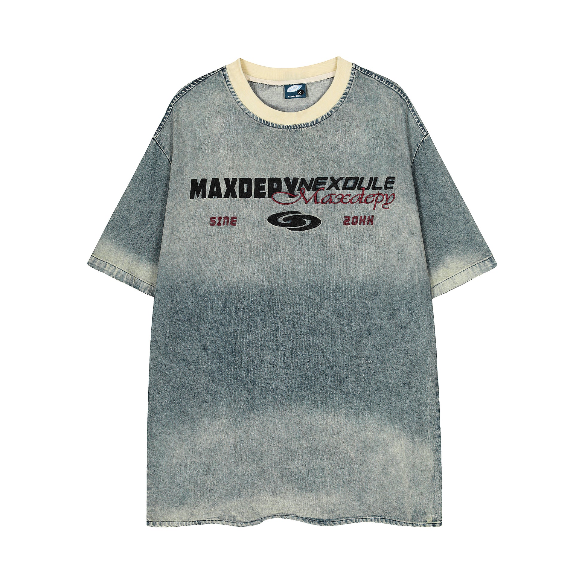 Maxdepy graphic washed oversized tee gray blue - front