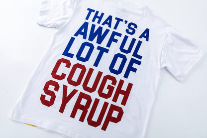Unisex Graphic T-Shirt, White Crew Neck Short Sleeve Cough Syrup Novelty Tee