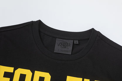 Black and Yellow Graphic Print Crewneck Short Sleeve Streetwear T-Shirt
