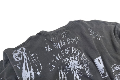 Paly Bethlehem Inn Graffiti Long Sleeve Tee Washed Distressed Vintage Charcoal Cropped Streetwear | Bethlehem Grunge