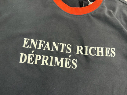Enfants Riches Déprimés Ringer Classic Logo Short Sleeve Tee Shirt Faded Grey Red