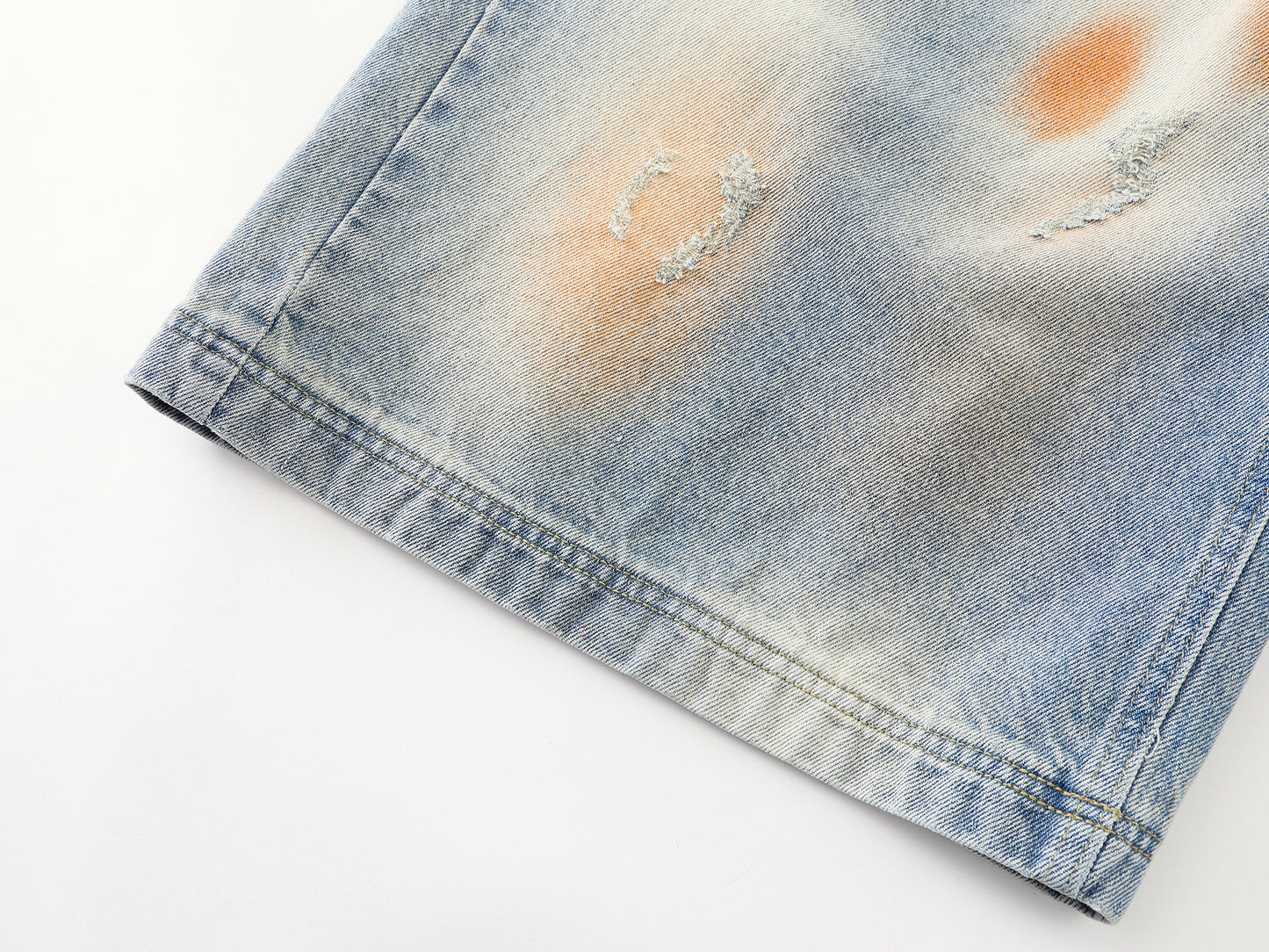 Tie-Dye Distressed Ripped Denim Shorts Wide Leg High Waist Washed Streetwear Summer Casual Jean Shorts | Rust Bloom