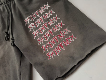 Saint Michael Graffiti Washed Shorts Oversized Cotton Terry Drawstring Distressed Streetwear Casual | Saint Dirty