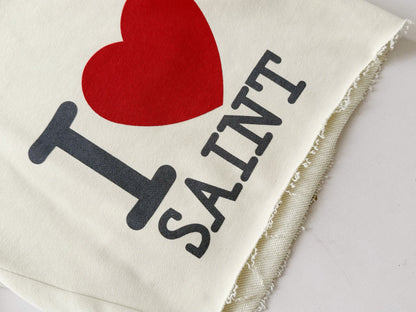 Saint Michael I Love Saint Print Shorts Oversized Cotton Terry Drawstring Raw Hem Streetwear Casual | Saint Love