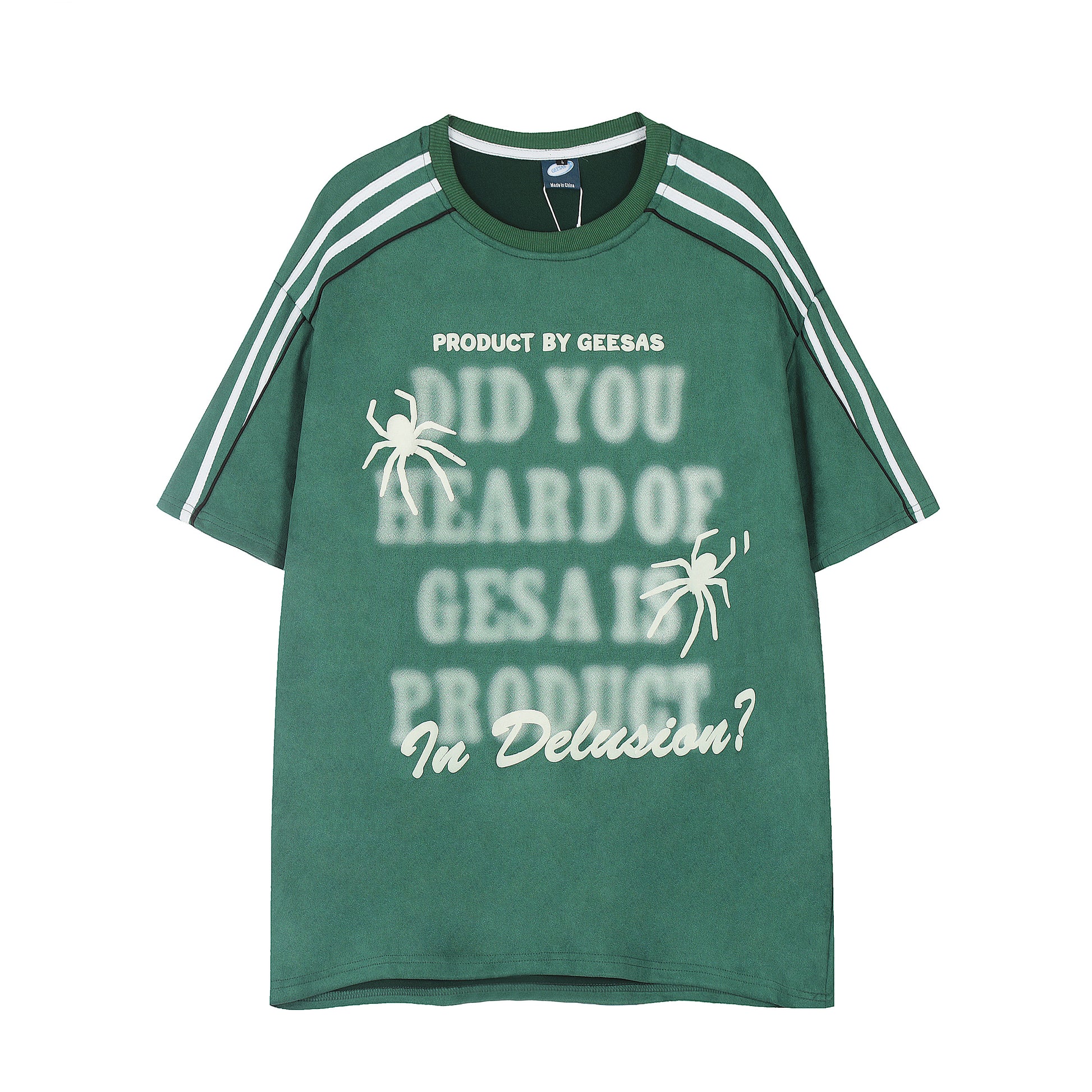 Geesas spider graphic tee green - front