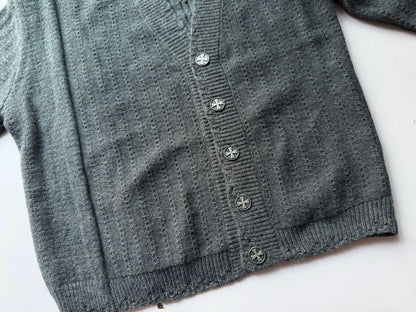 Asymmetrical Distressed Cashmere Cardigan - Tweed Gray
