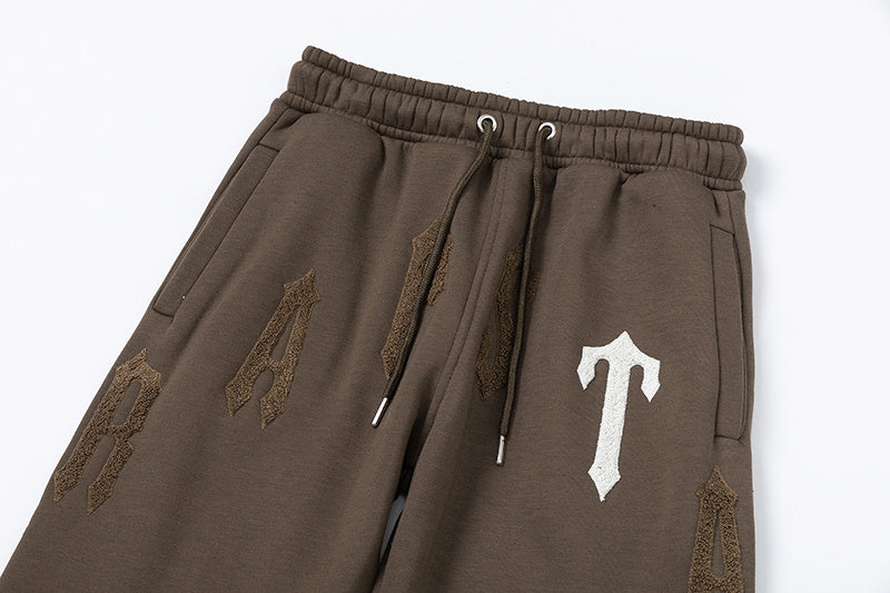 Brown Trapstar graphic pullover hoodie and joggers tracksuit set with drawstrings and elastic waist - view 9