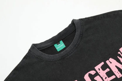 Oversized Graphic Print T-Shirt Short Sleeve Washed Vintage Streetwear Casual Summer Tee