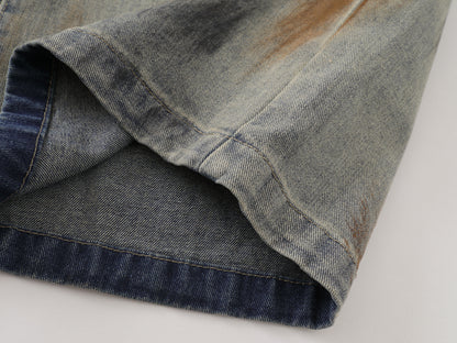 Mud Dye Earth Tone Wide Leg Denim Shorts High Waist Washed Vintage Streetwear Summer Casual Jean Shorts | Dust Storm