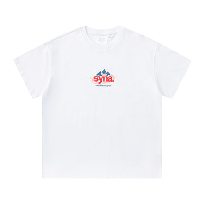 Syna White Mountain Graphic T-Shirt, Short Sleeve Crewneck Logo Tee