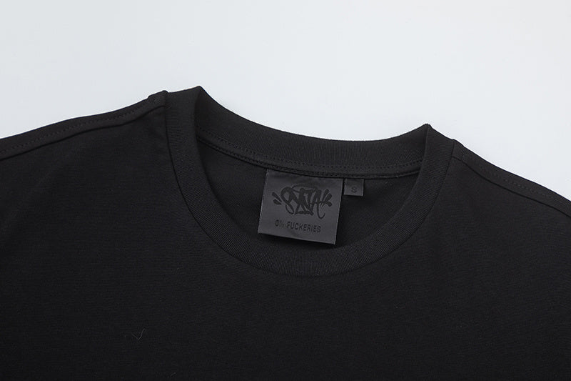 Black graphic crew neck short sleeve T-shirt with small front Synas Club print - view 9