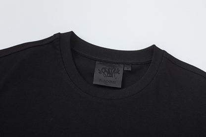 Black Graphic T-Shirt Crew Neck Short Sleeve Streetwear Casual Top