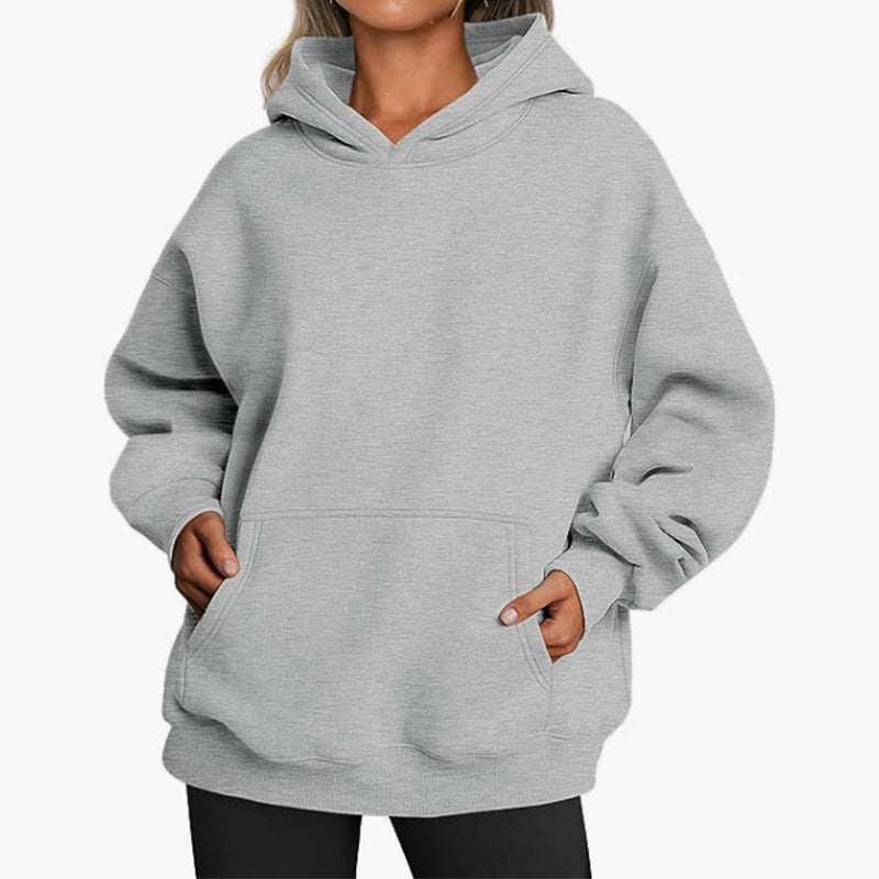 Trendy Queen Damen Übergroße Kapuzenpullover Fleece-Sweatshirts Langarmpullover Pullover Herbst-Outfits mit Tasche