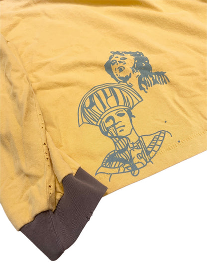Paly Hollywood Rolling Stones Beggars Banquet Long Sleeve Ringer Tee Washed Mustard Yellow Distressed Vintage Streetwear | Beggars Ringer