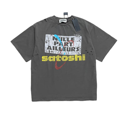 Satoshi Nakamoto Nulle Part Ailleurs Tee - Washed Black