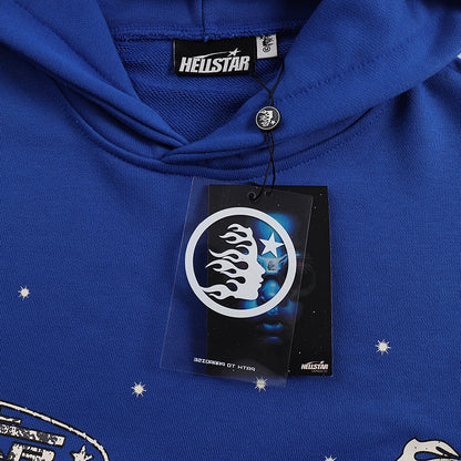 Hellstar Rhinestone Flare Logo Hoodie 'Blue'
