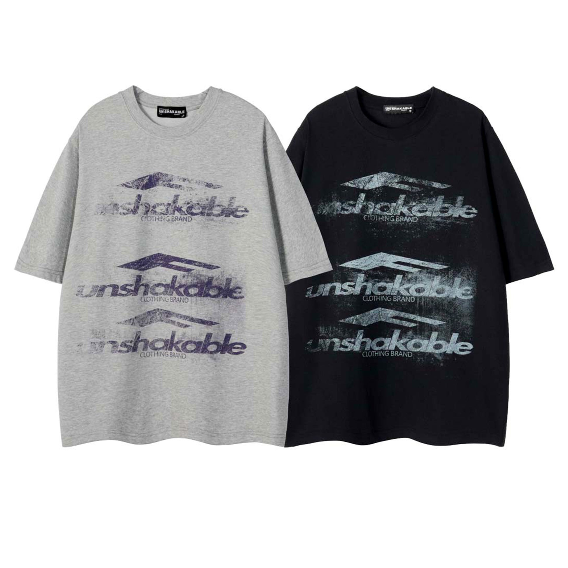 Grey Marl Unshakable triple logo tee back view