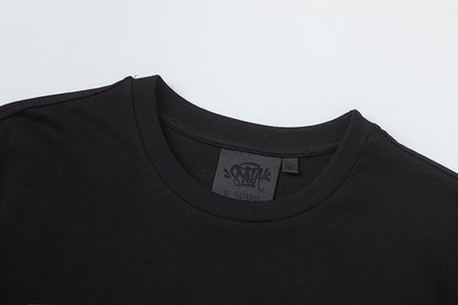 Men's Black Graphic T-Shirt, Crew Neck Short Sleeve Streetwear Tee